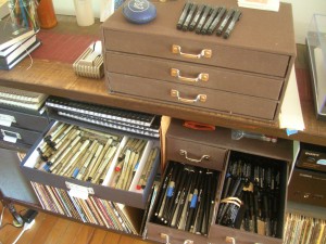 Multiple Pen & Pencil storage drawers-Alan's Home Studio