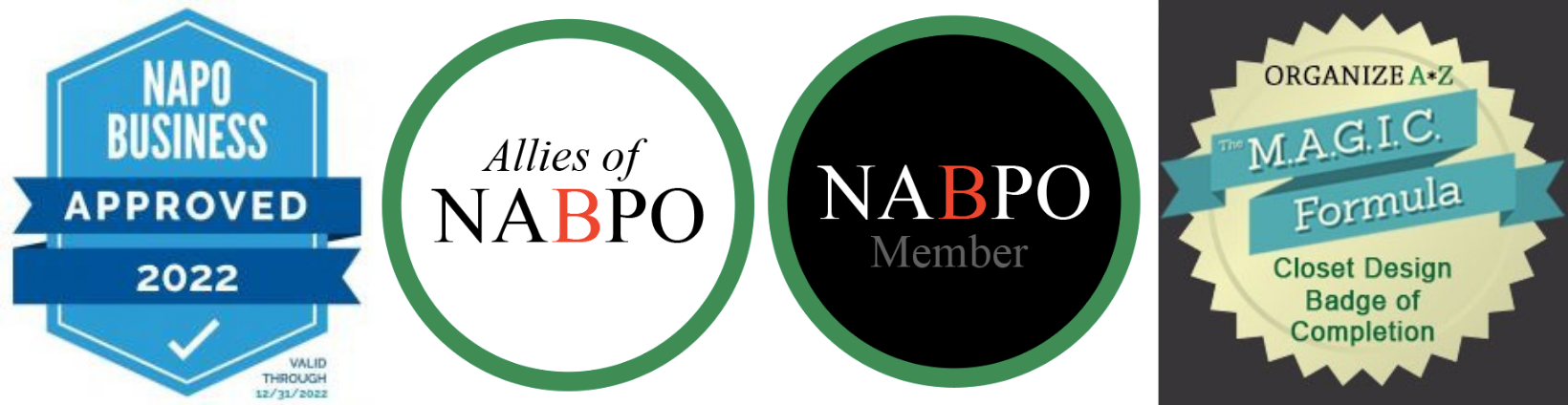 Professional Affiliations, NAPO, NABPO, MAGIC Formula Closet Design